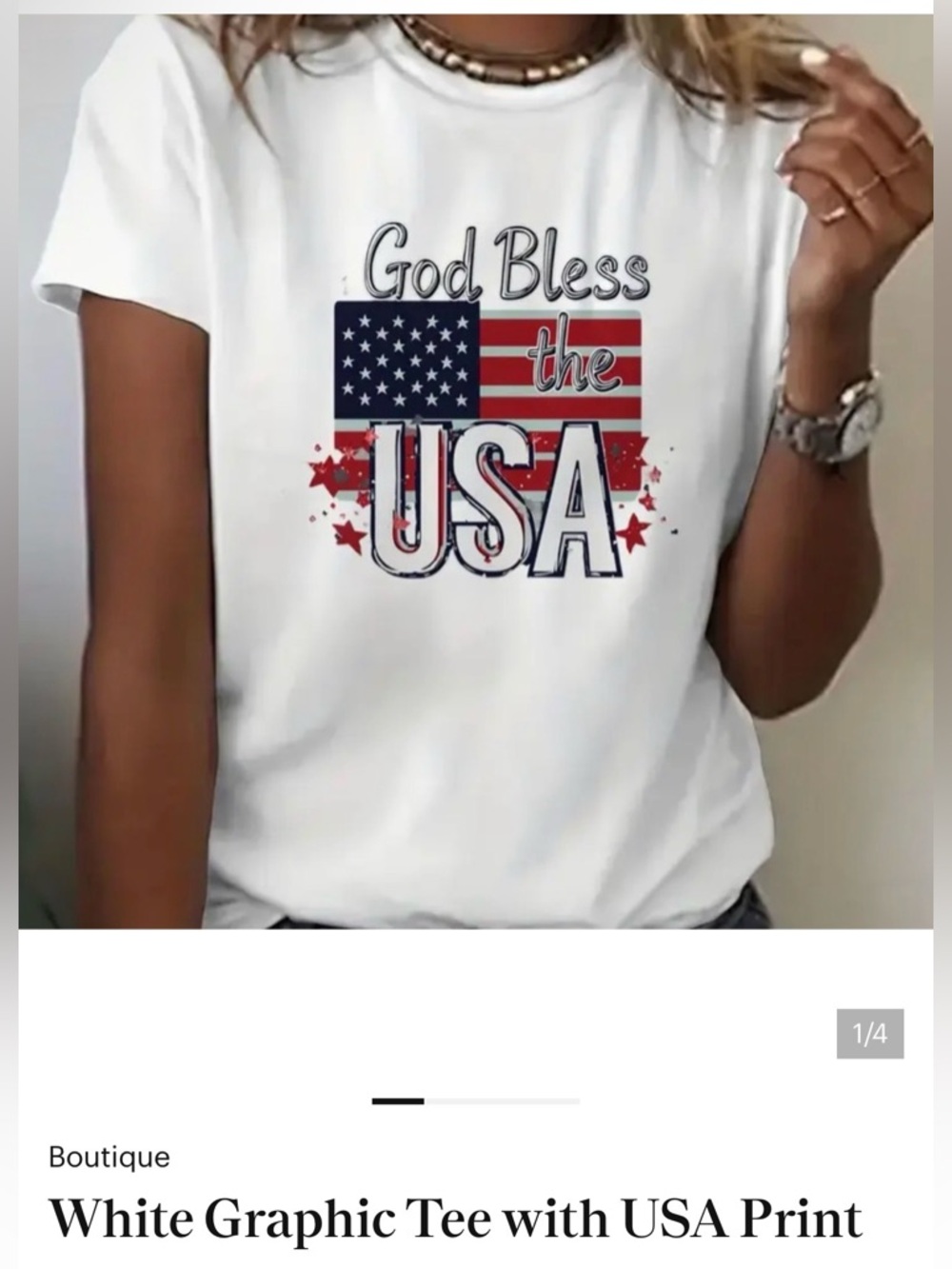 NWT White Graphic Tee "God Bless the USA" XL